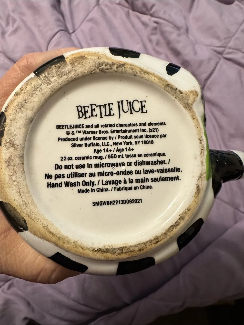 Beetlejuice Striped Ceramic Mug - Black & Lime Green