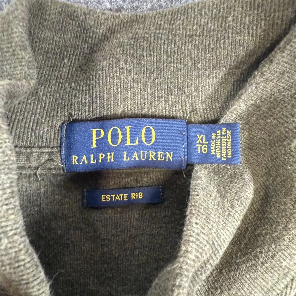Polo Ralph Lauren Sweater Mens XL Green‎ 1/4 Zip Pullover Estate Rib Knit Pony
