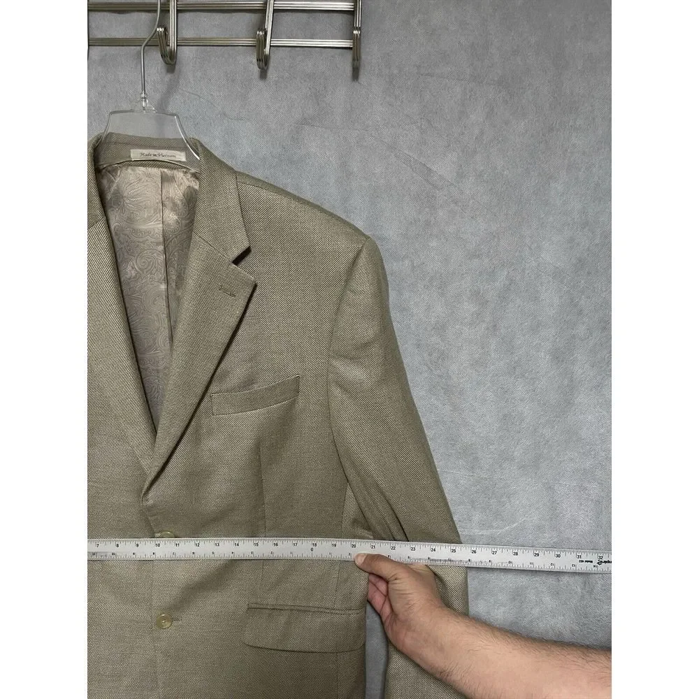 Chaps Blazer Men‎ 42R Beige Linen Blend Ralph Lauren Career Coat Flannel Luxury