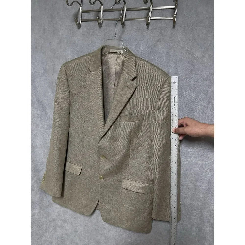 Chaps Blazer Men‎ 42R Beige Linen Blend Ralph Lauren Career Coat Flannel Luxury