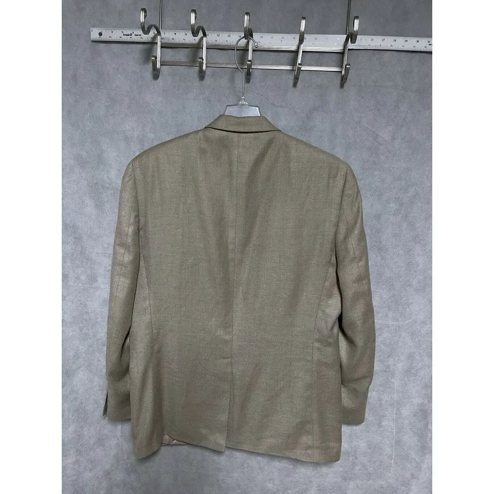 Chaps Blazer Men‎ 42R Beige Linen Blend Ralph Lauren Career Coat Flannel Luxury