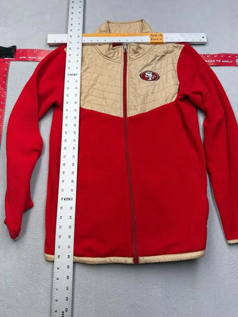 NFL Team Apparel San Francisco 49ers Youth Full Zip Fleece Jacket Gold and Red