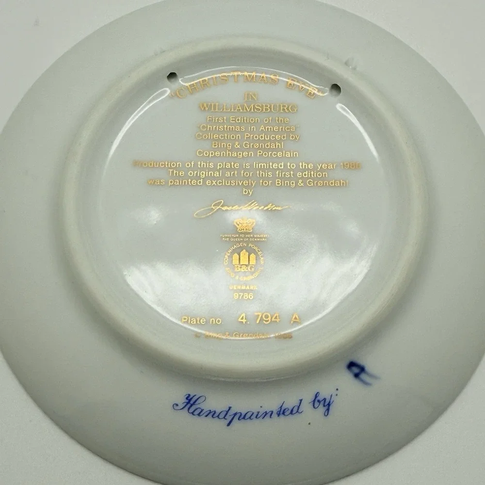 Bing & Grondahl Christmas In America Plate 1986 Williamsburg‎ With Box