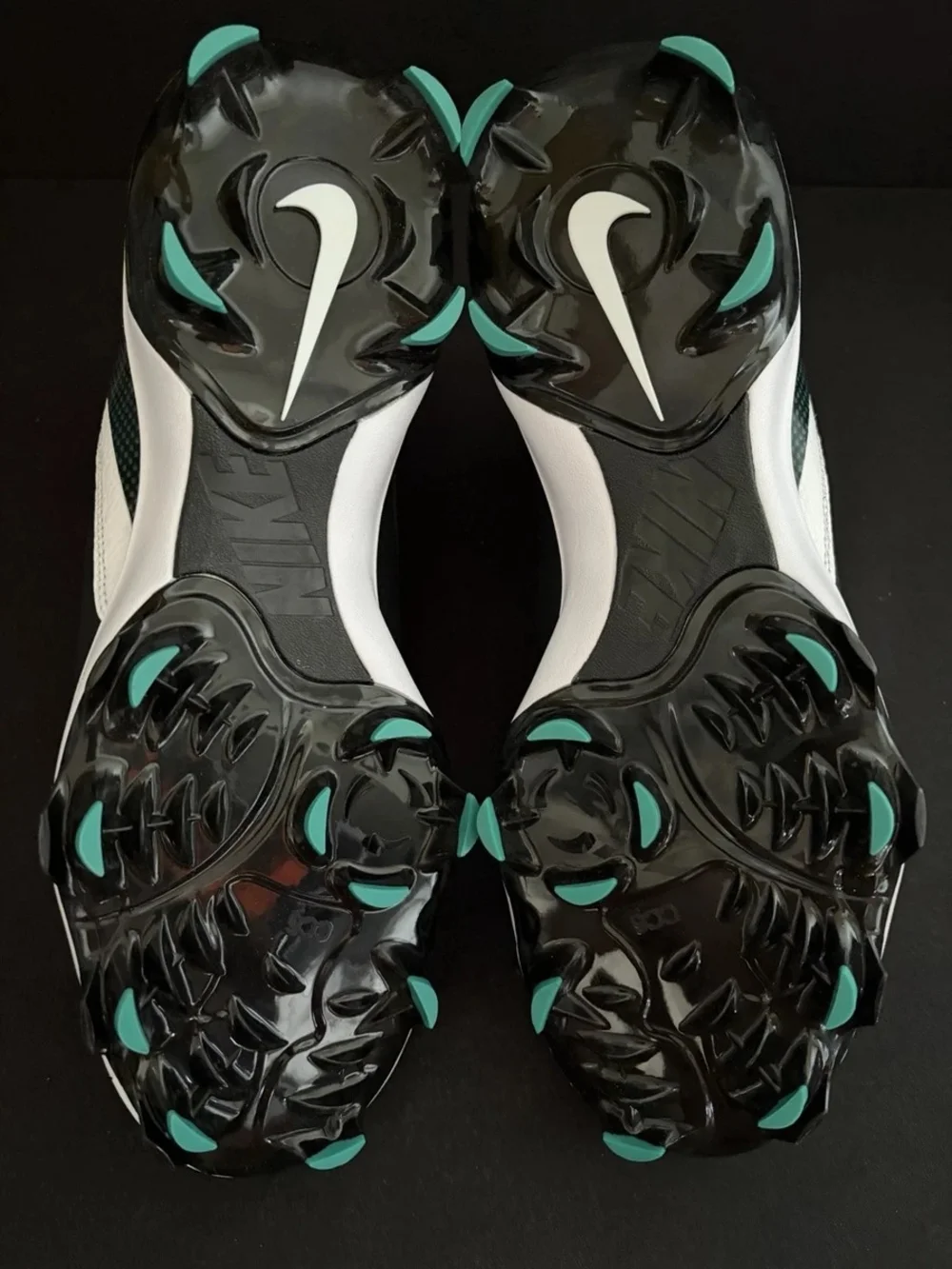Nike Men's Black Sneakers with Teal Swoosh