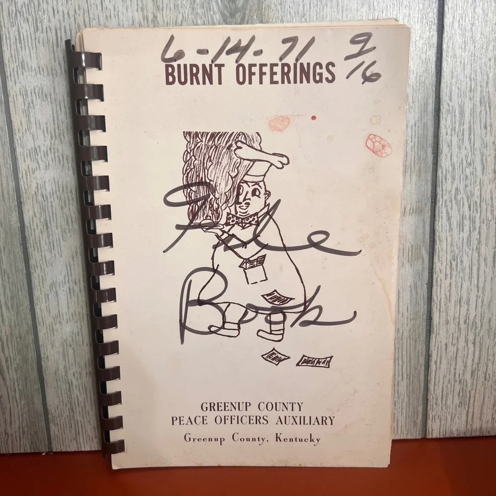 Vintage 1971 Burnt Offerings Greenup County Kentucky Peace Officers Cookbook