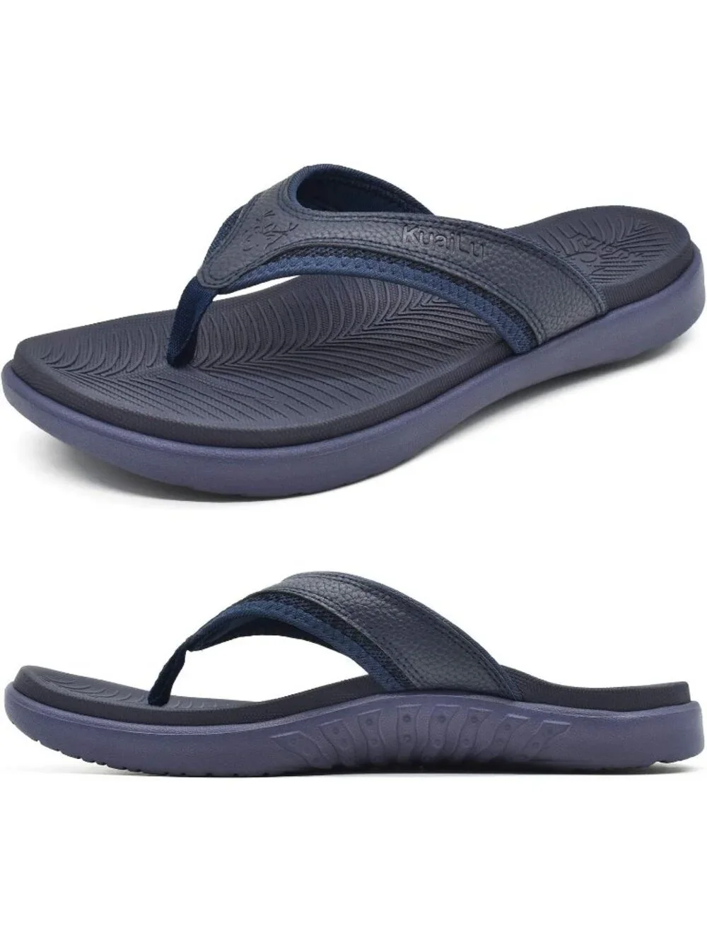 Mens Dark Blue Arch Support Sport Flip Flops Comfort Orthotic Thong Sandal Shoes