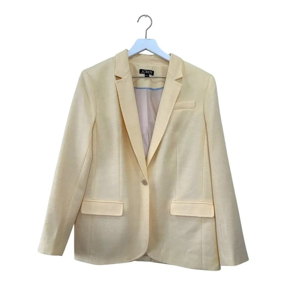 J.Crew Arden Blazer Luster Canvas Sweet Meringue Yellow Size 12