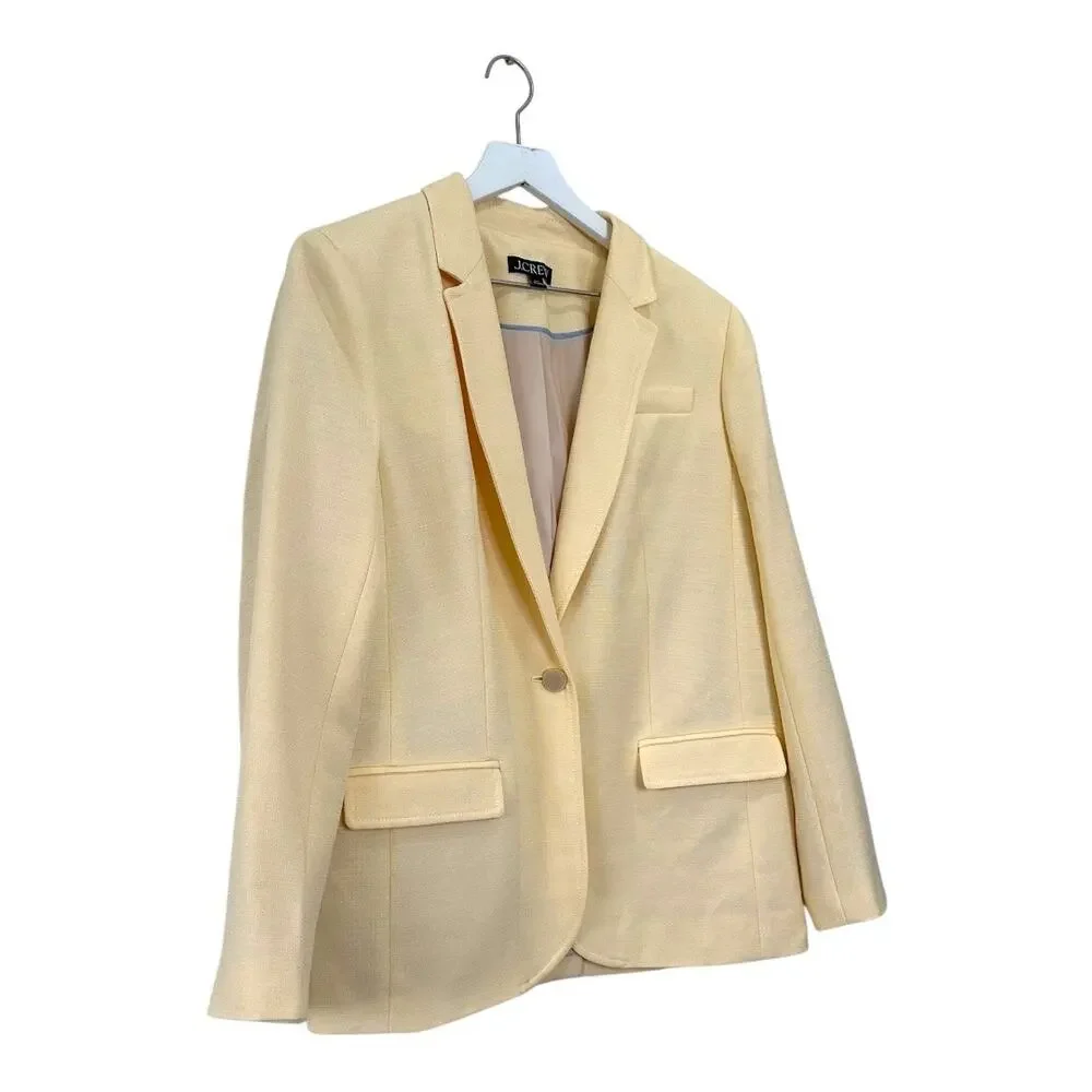 J.Crew Arden Blazer Luster Canvas Sweet Meringue Yellow Size 12