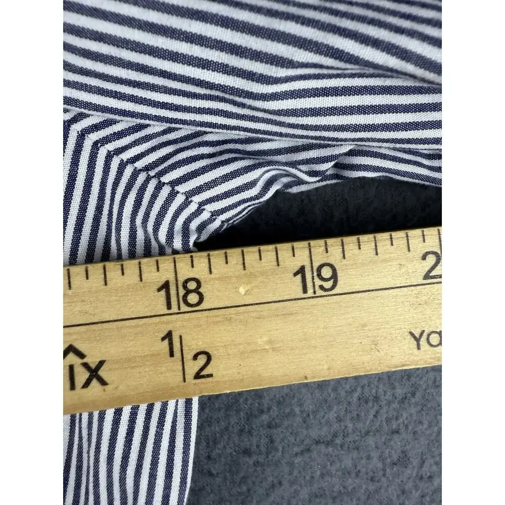 J.Crew Shirt Dress Womens 14 Navy White Striped Button Front Long Sleeve