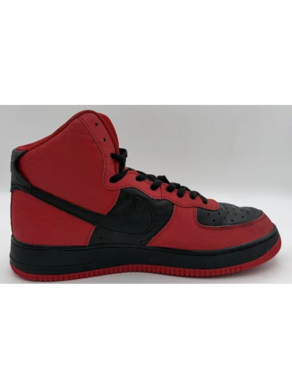 Nike By You Air Force 1 High Red Black Leather Shoes Sneakers DZ3610-900 Size 11