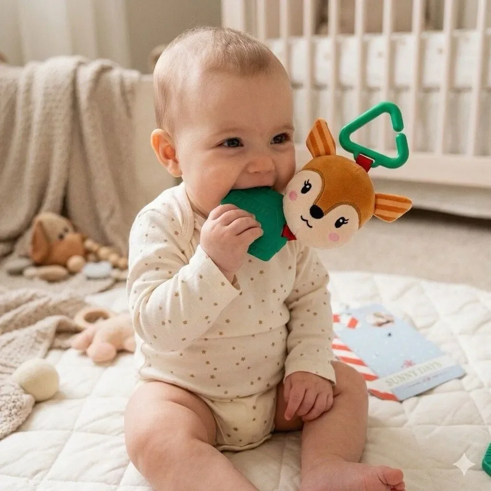 Sunny Days Reindeer Plush Baby Teether Toy