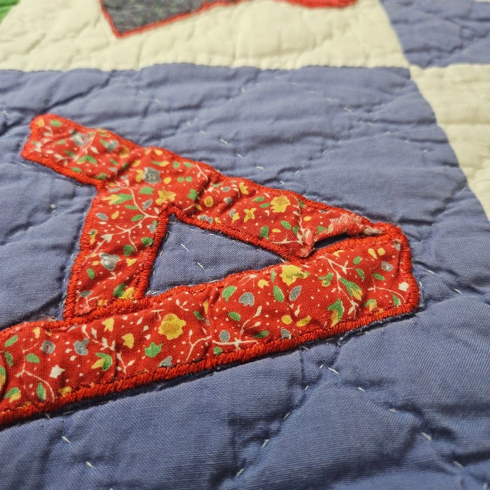 ABC handmade sampler quilt, twin