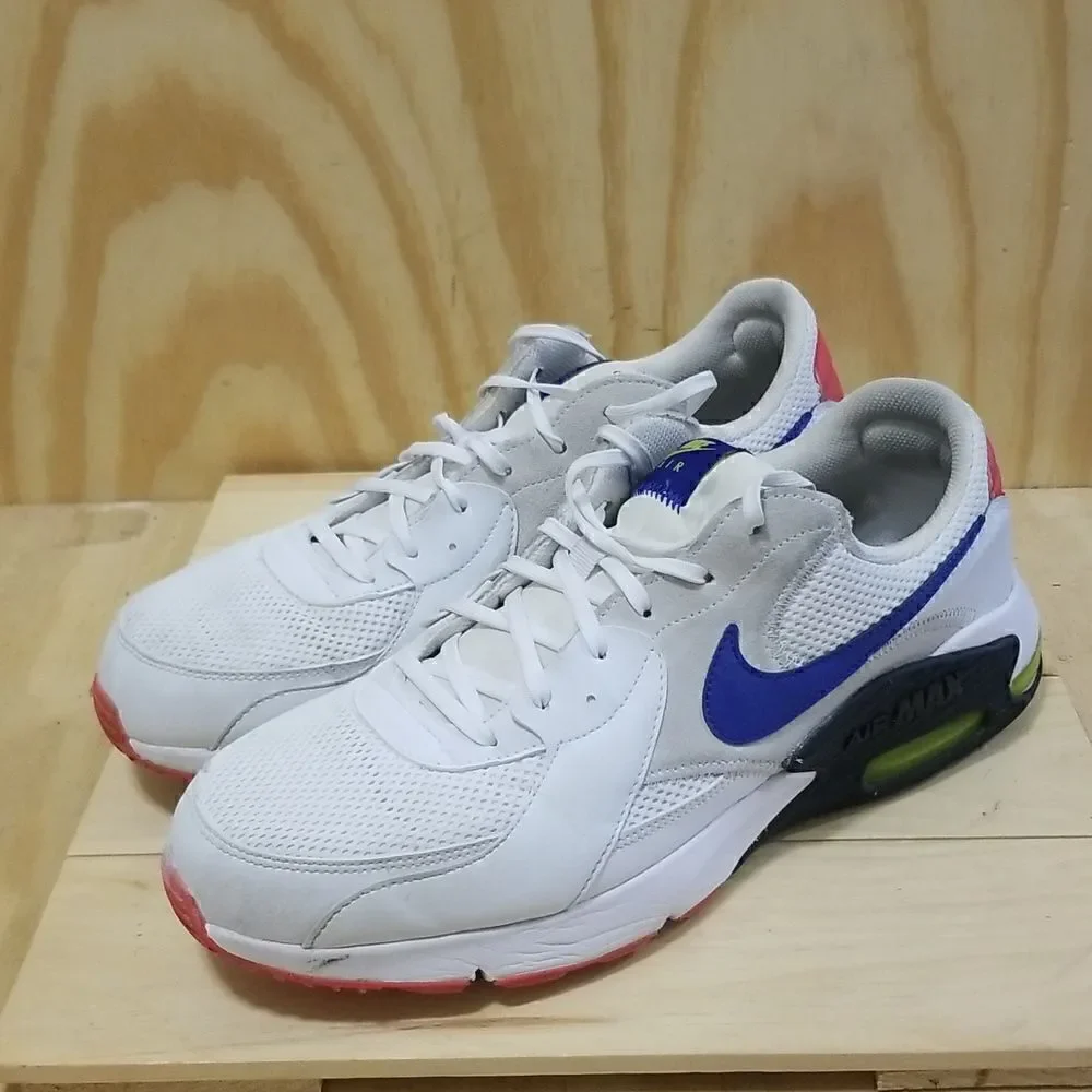 NIKE AIR MAX EXCEE MEN'S SHOES 2019 WHITE BLUE BRIGHT CACTUS SZ- 9 1/2