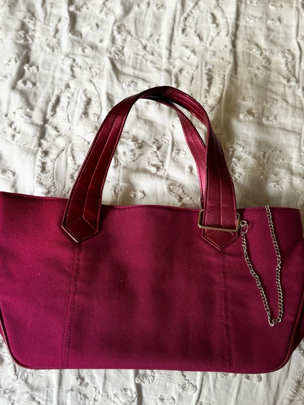 Victoria's Secret Burgundy Satin-Trim Tote