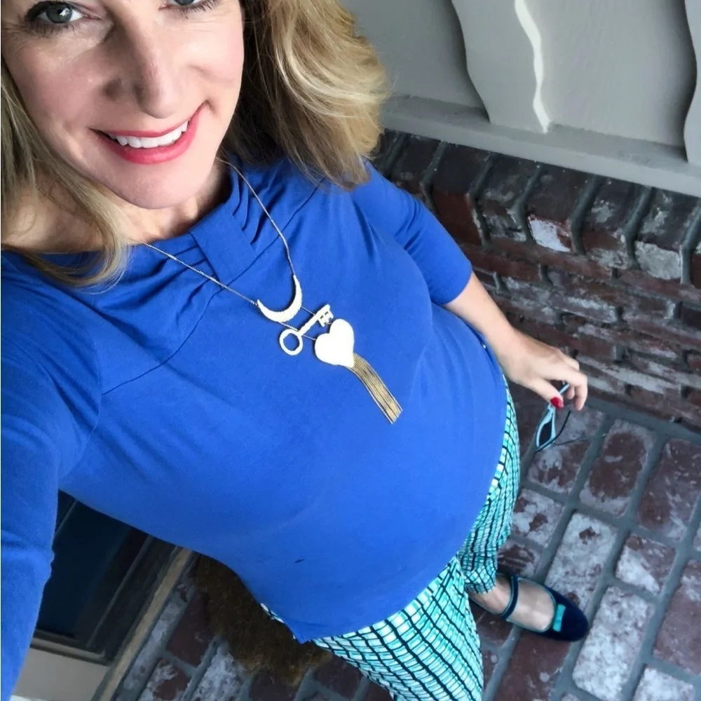 Kate Spade Royal Blue Bow Tee Top M