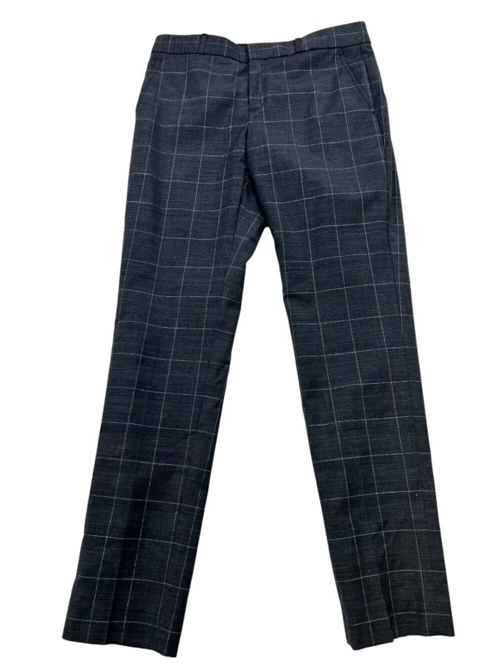 Banana Republic Womens Wool Blend Flat Front Trouser Dress Pants Size 2 Plaid