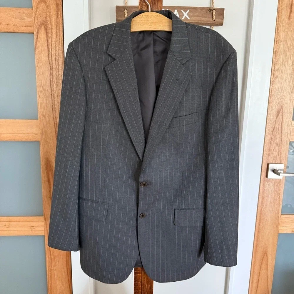 Brooks Brothers 100% Wool Elegant Charcoal Pinstripe Blazer Men's 40 Regular EUC