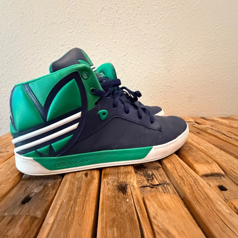 Adidas Originals Hard Court Hi Big Logo Navy Blue Green Mens Shoes  Size 12