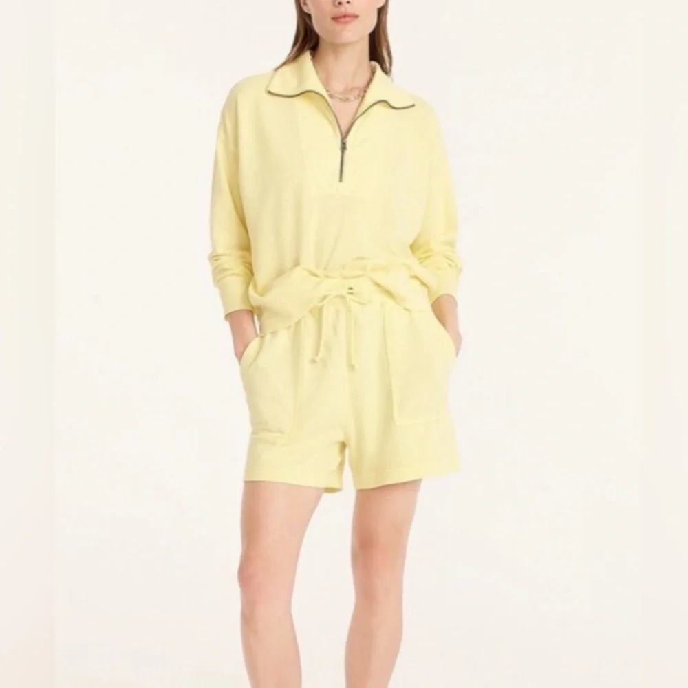 J Crew Magic Rinse Half Zip Sweatshirt Butter Yellow