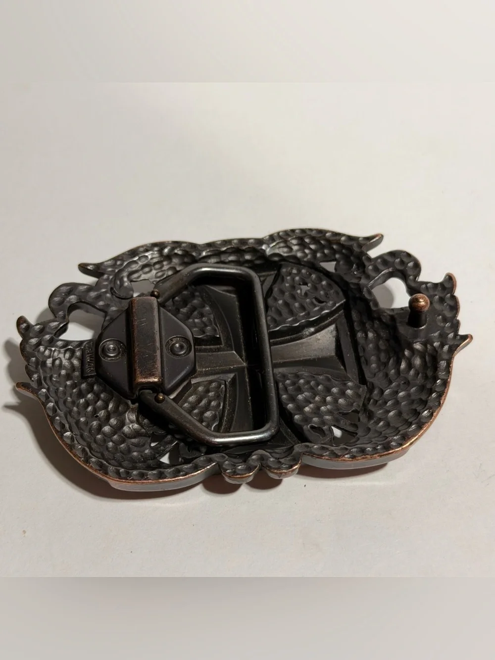 Maltese Cross Belt Buckle Cutout Gothic Outlaw Biker Punk Bronze Brown
