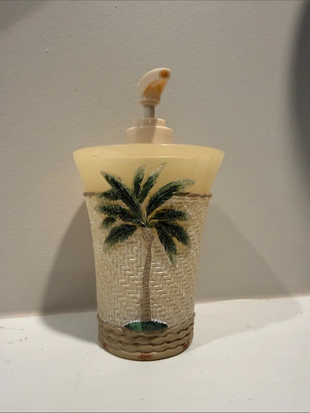 Tropical Palm Resin Soap Dispenser - Cream and Green