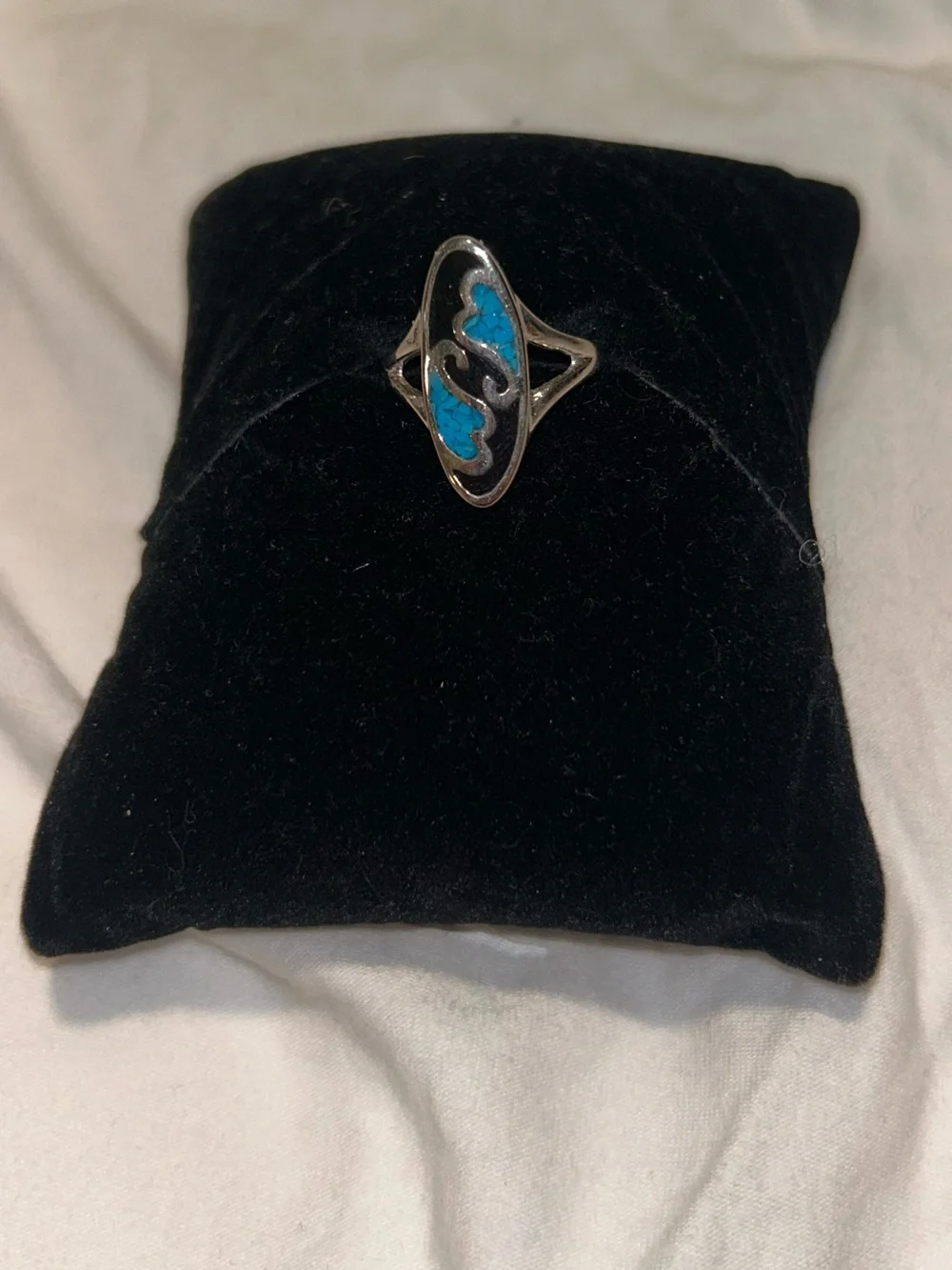 Sterling Silver Blue Turquoise Inlay Women's Ring size 7