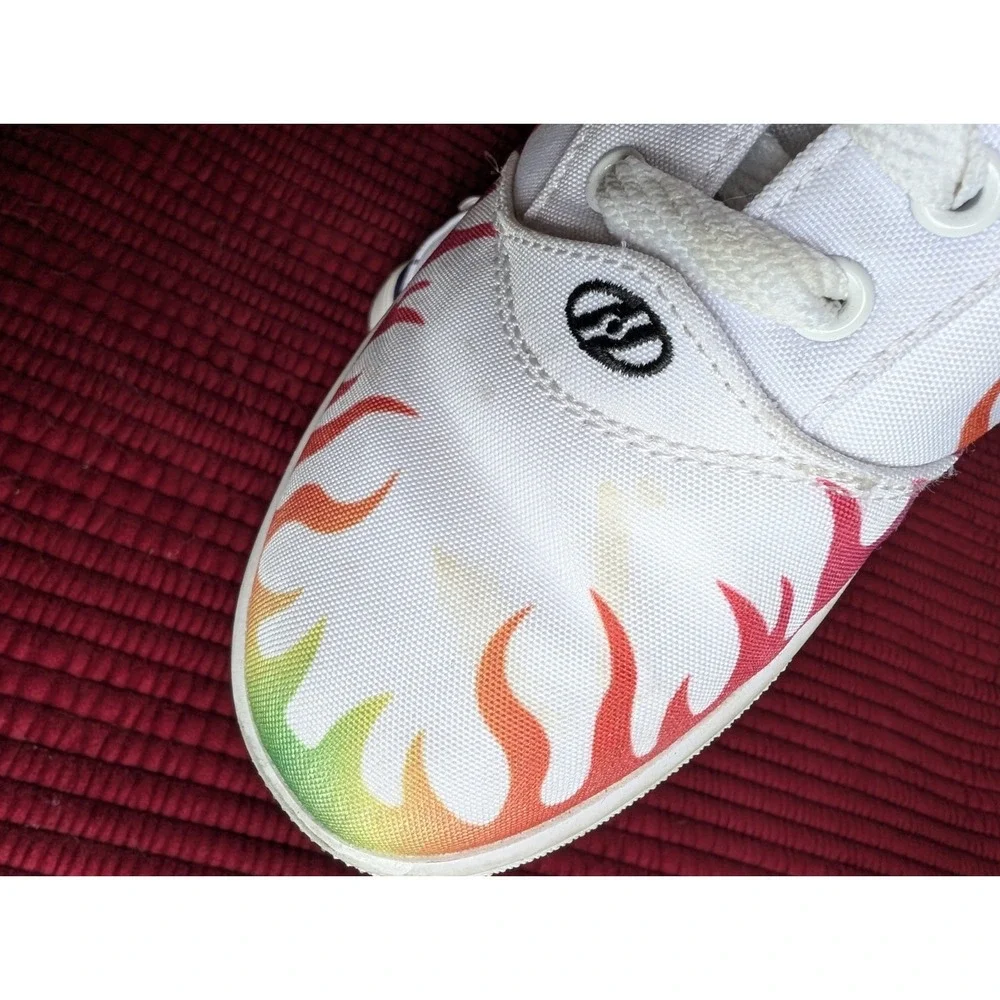 Heelys Pro 20 Rainbow Flames Sneakers Youth Size 4 Shoes Kids White Wheels