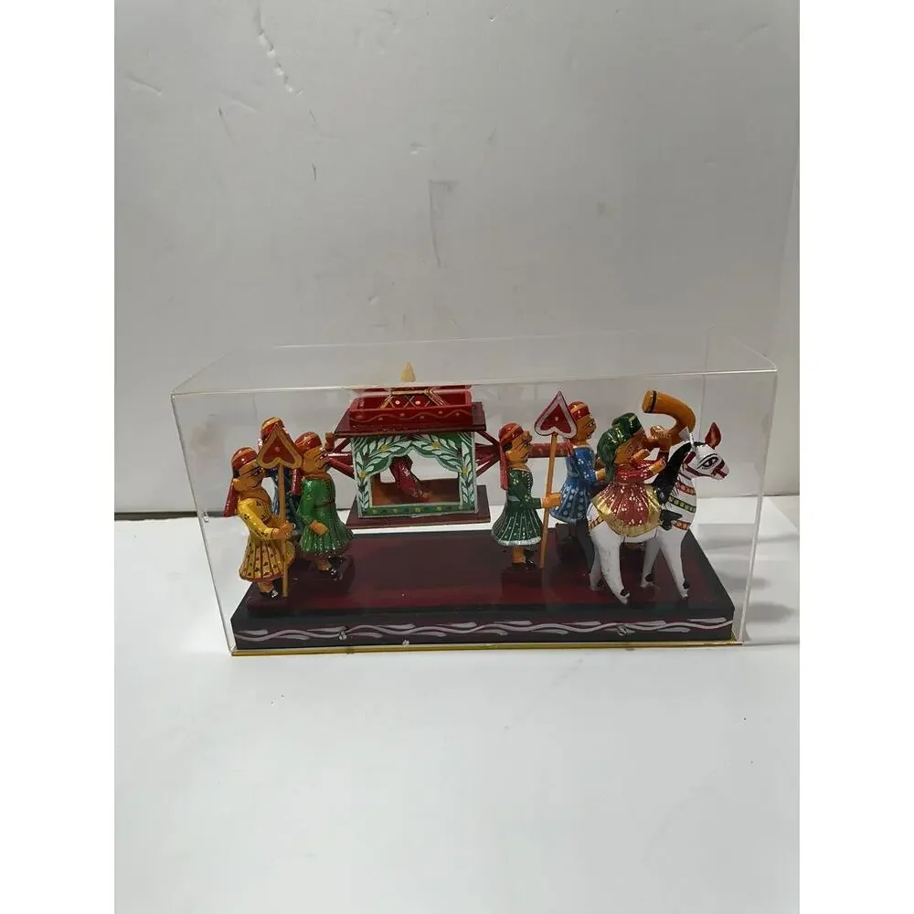 Wooden Marriage‎ Procession Kondapalli Art Figurine Indian Statue Dolls Display