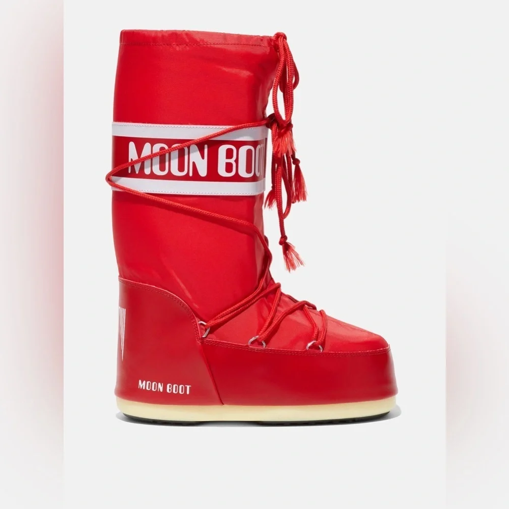 Moon Boot Kids Icon Red Padded Nylon Snow Boots Logo Size 31/34 US 13 - 2.5