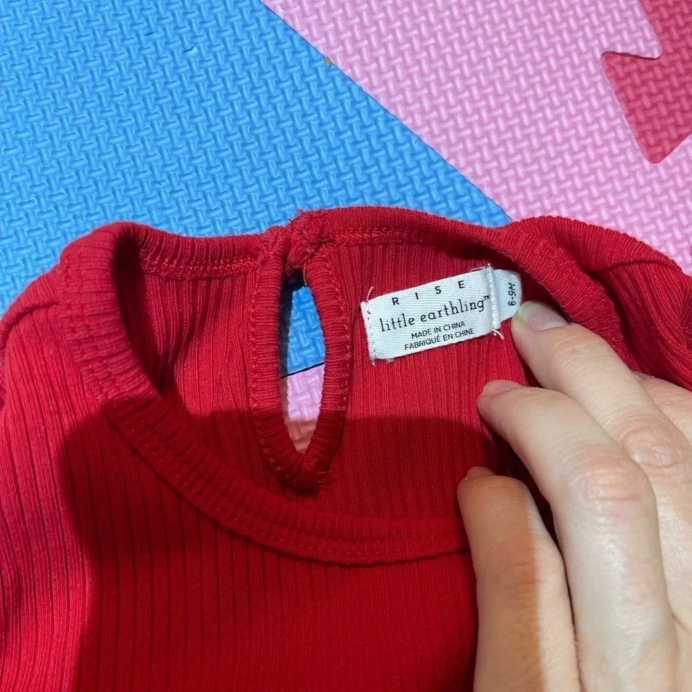 Little Earth Red Ribbed Baby Top