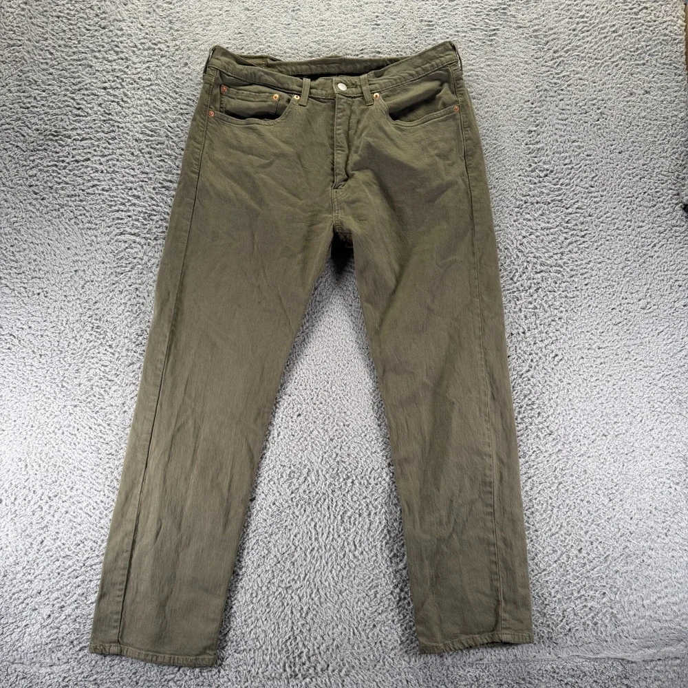 Levi's 505 Jeans Mens 34x30 Green Cotton Denim Straight Workwear Travel Stretch