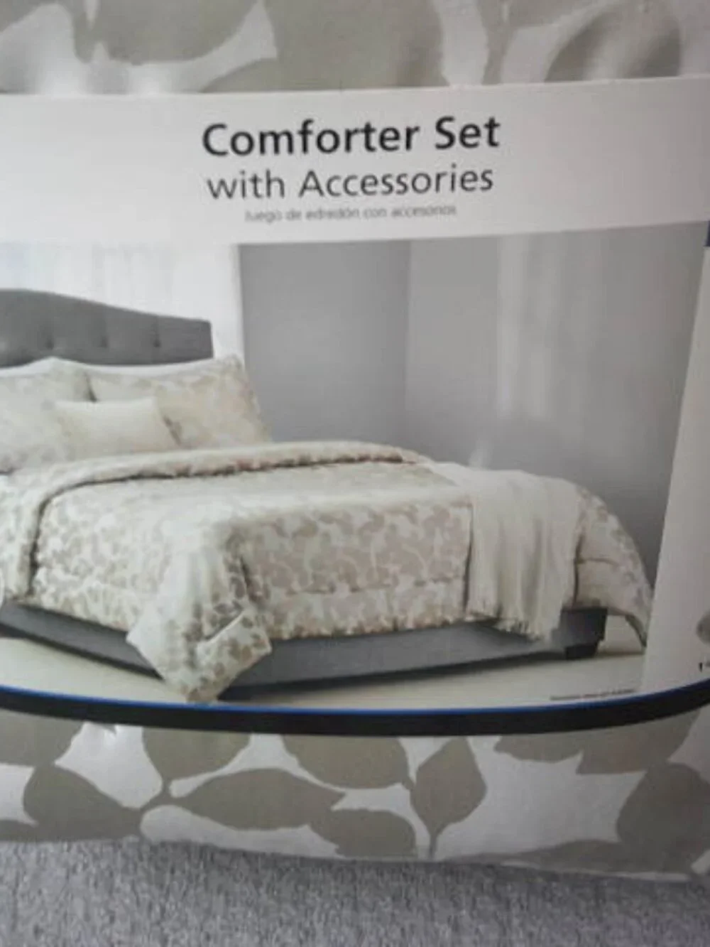 NEW MAINSTAYS COMFORTER SET & ACCESSORIES FULL QUEEN GOLD FOLIAGE PRINT 5 PCS 🎁