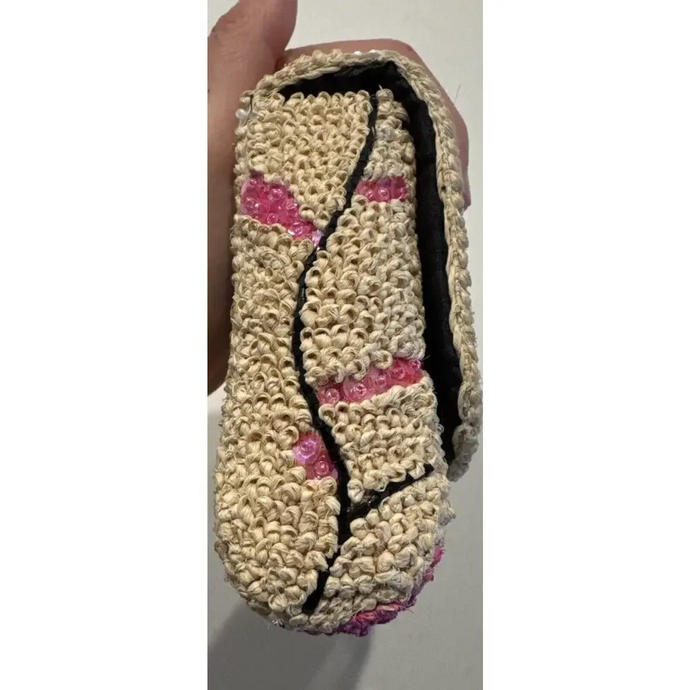 Floral Sequin Rafia Evening Clutch Purse Wedding Prom Vintage‎ Inspired Boho