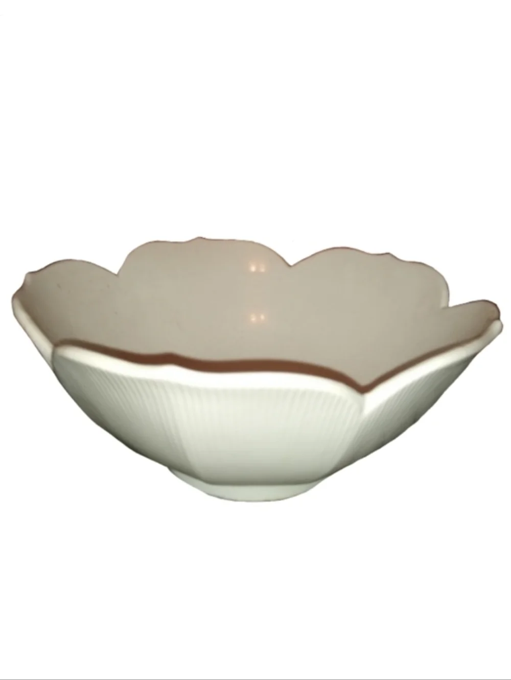 Large Lotus Serving Bowl White Pottery Big Flower Shaped Botanical Summer Dinner