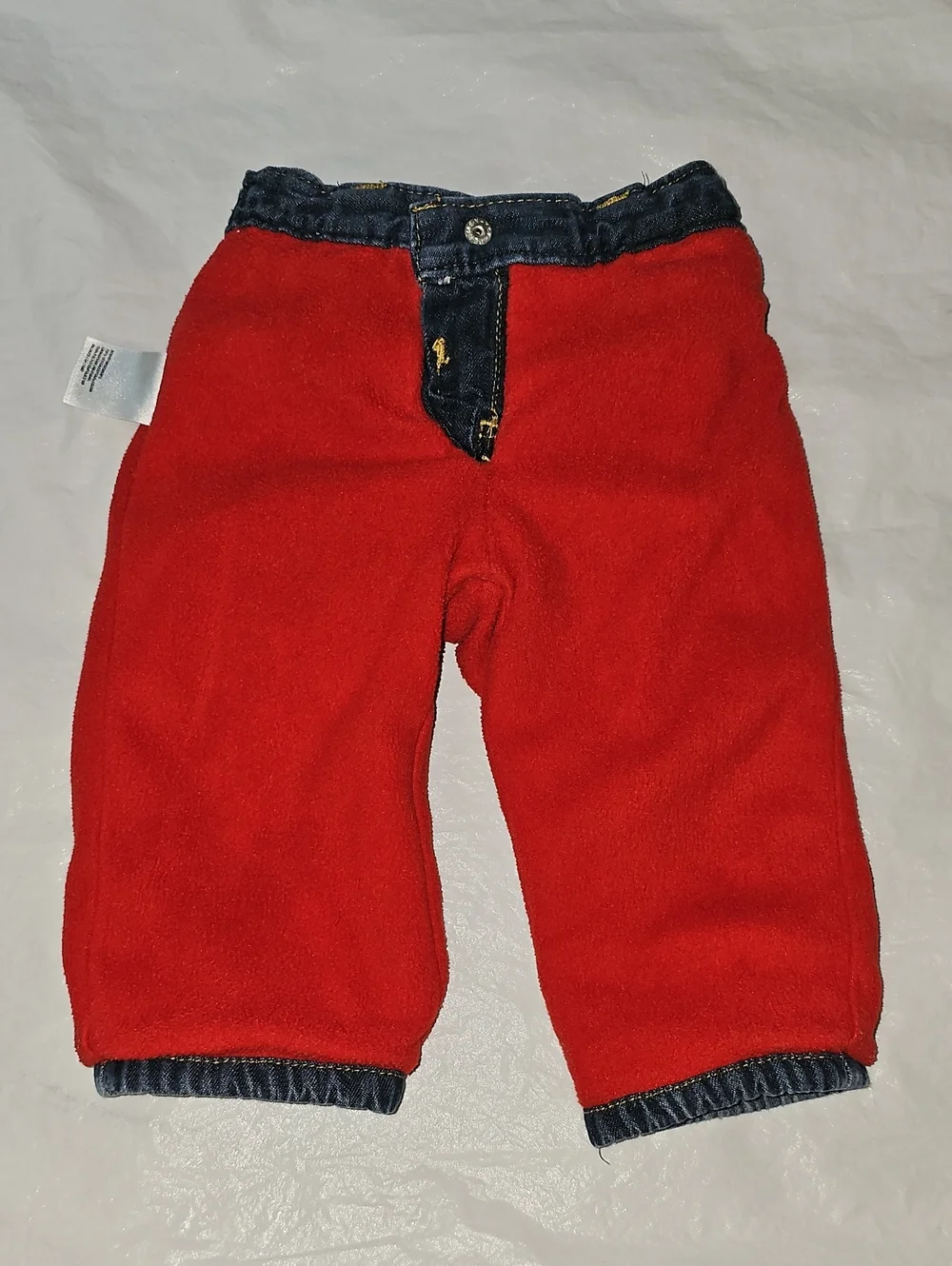 Old Navy Baby 3-6 Months Soft Denim Jeans with Red Fleece Lining Used