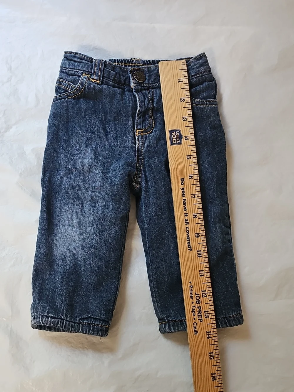 Old Navy Baby 3-6 Months Soft Denim Jeans with Red Fleece Lining Used