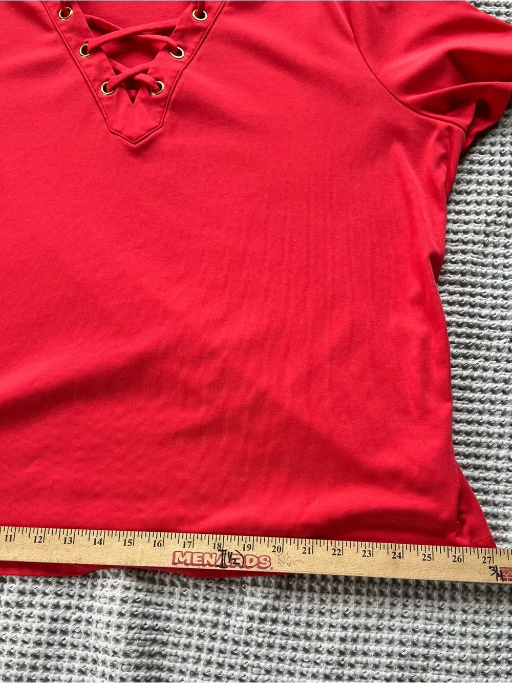 Michael Kors Coral Lace-Up V-Neck Short Sleeve Top