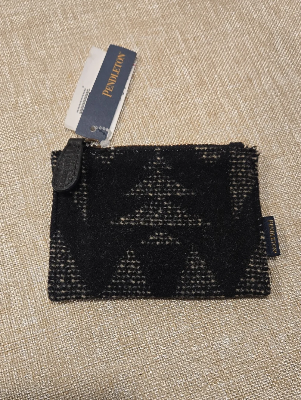 Pendleton Black and Cream Wool Mini Zip Pouch NWT 5