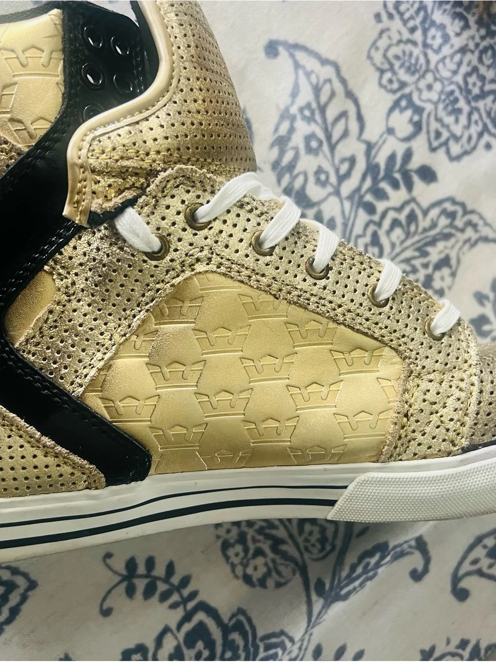 Supra Mens Muska Skytop Limited Shoes Gold/Black Suede Gold Size 11 W/BOX