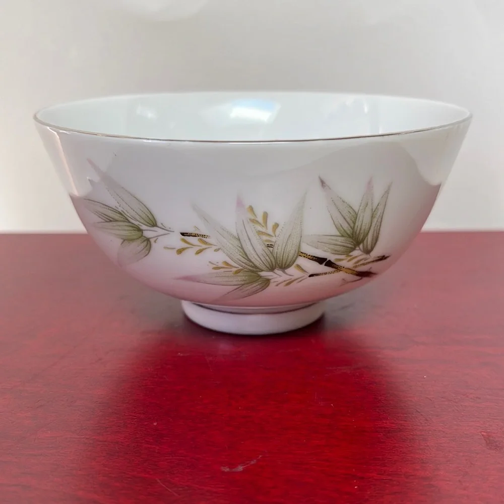 Asian porcelain rice bowl platinum edge