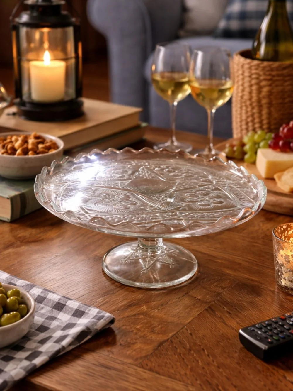 Vintage Glass Pedestal Cake Stand