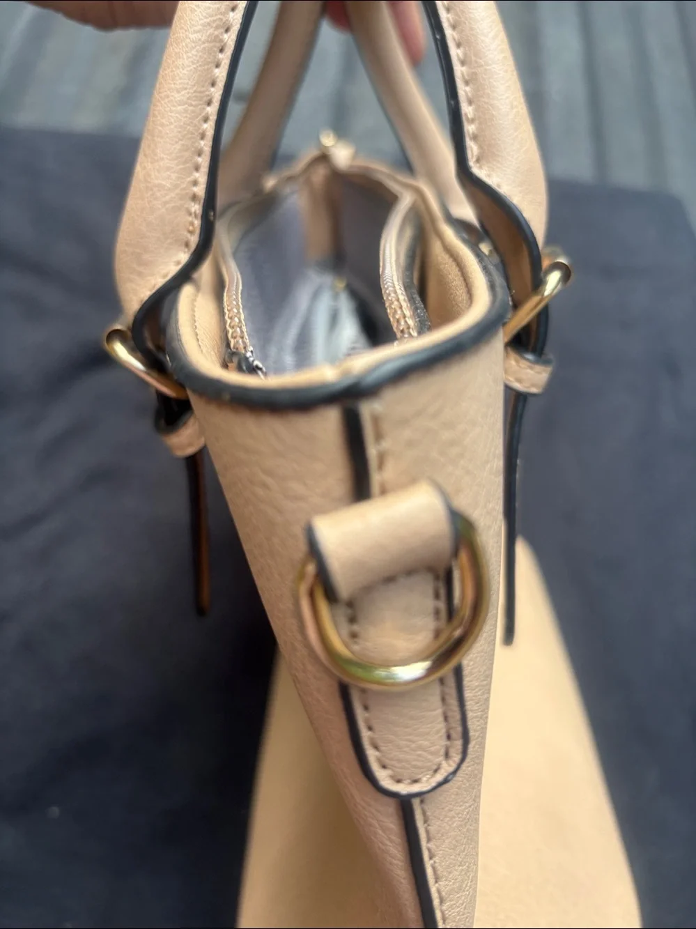 Minimalist Cream Satchel Tote with Polished Hardware