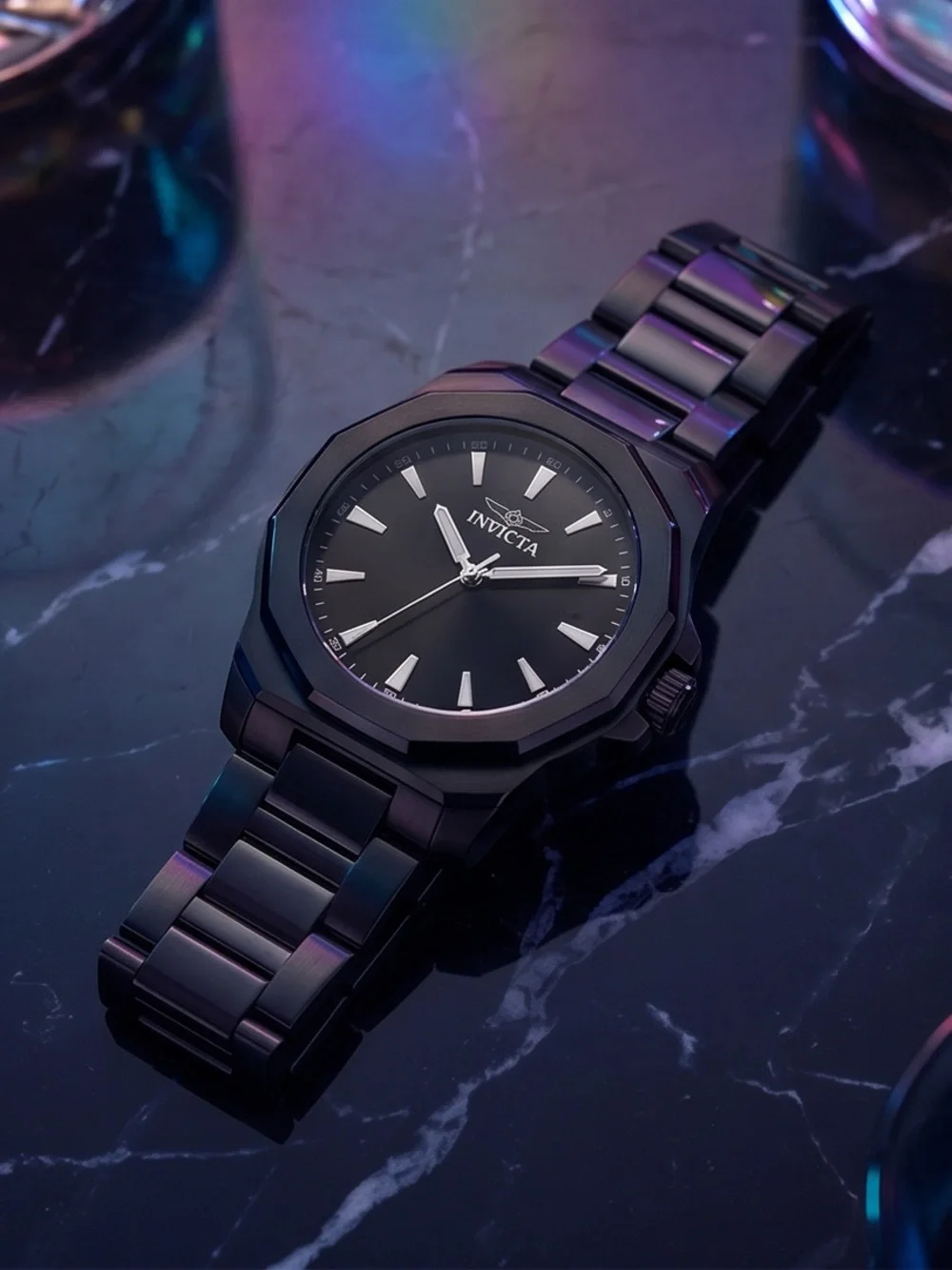 Invicta Black on Black Ion-Plated Stainless Steel Bracelet Watch