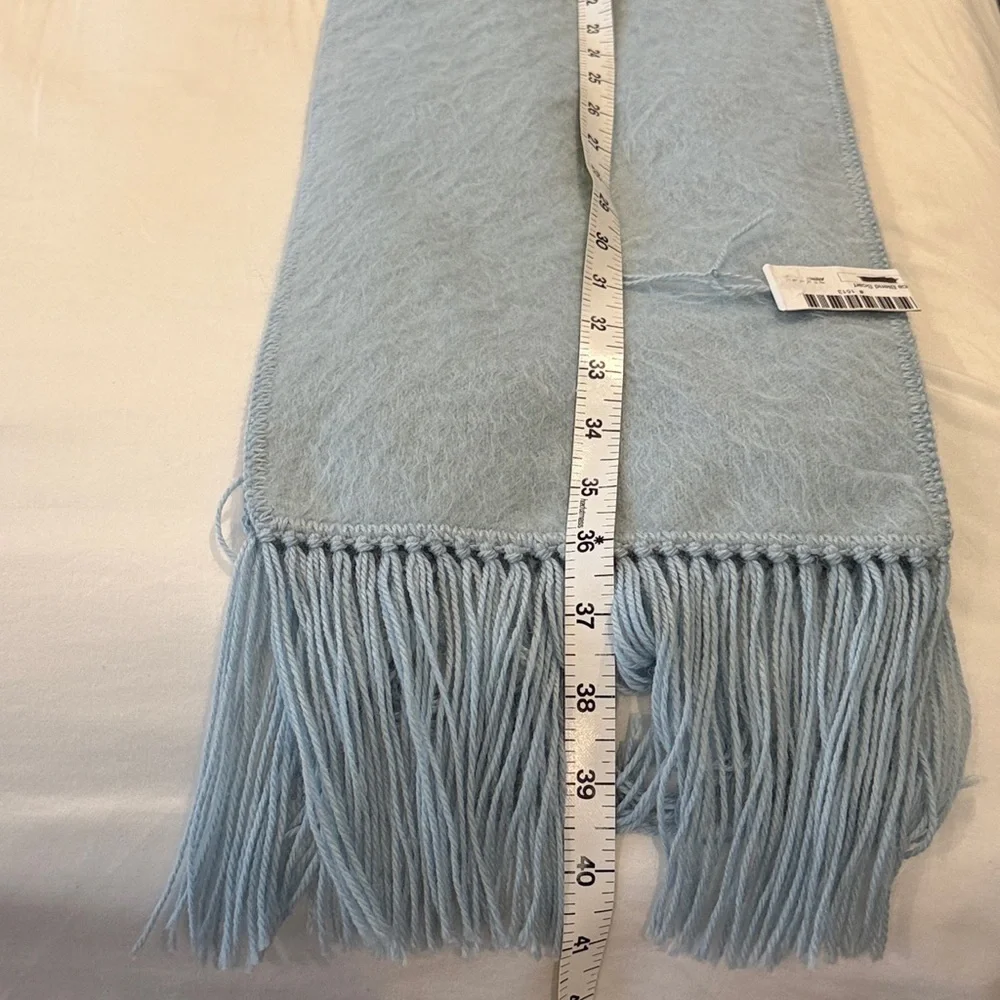 Alpaca Fur Light Blue Fringed Scarf Made In Peru