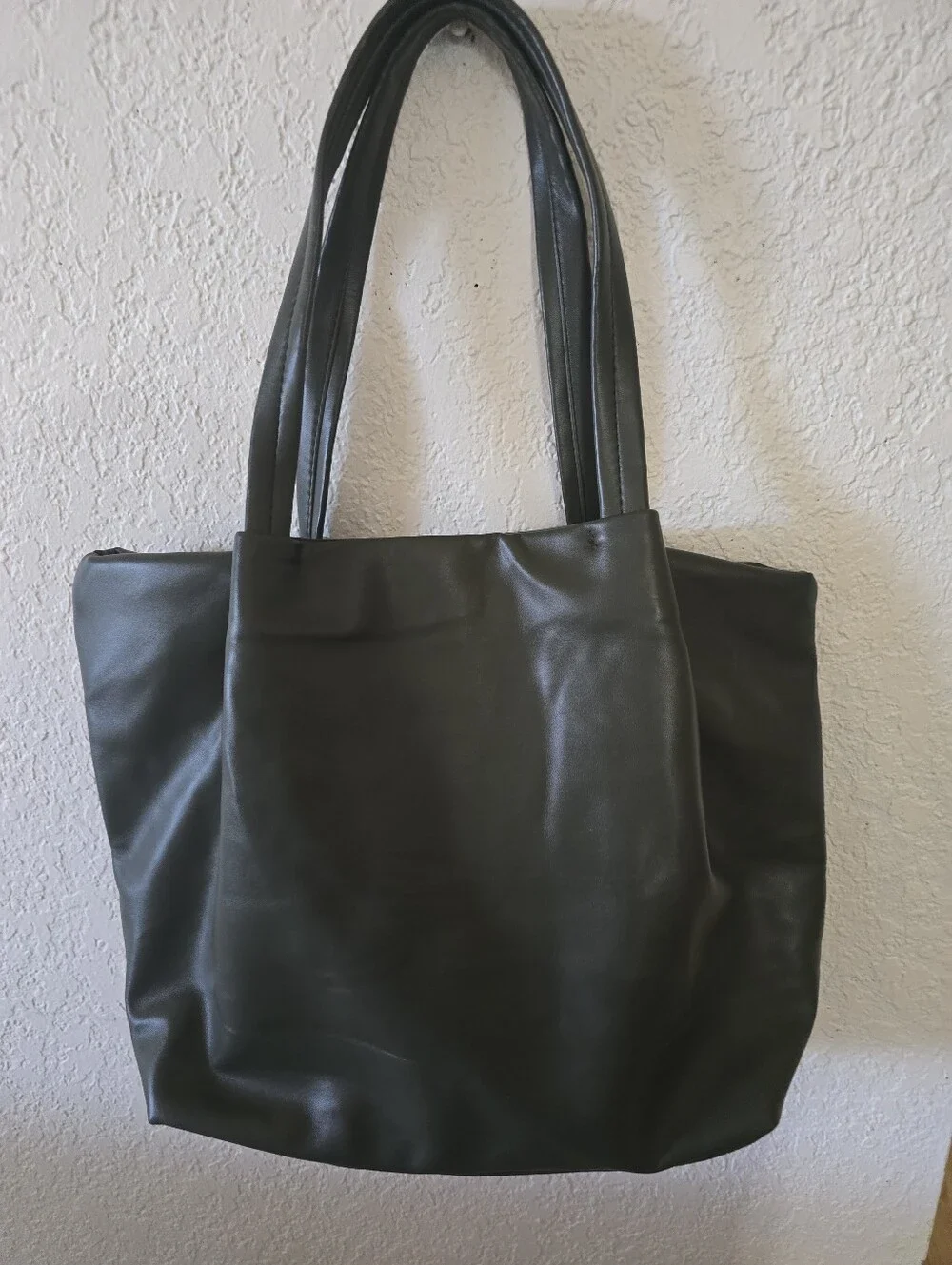 Neiman Marcus Black Leather-Look Tote Bag