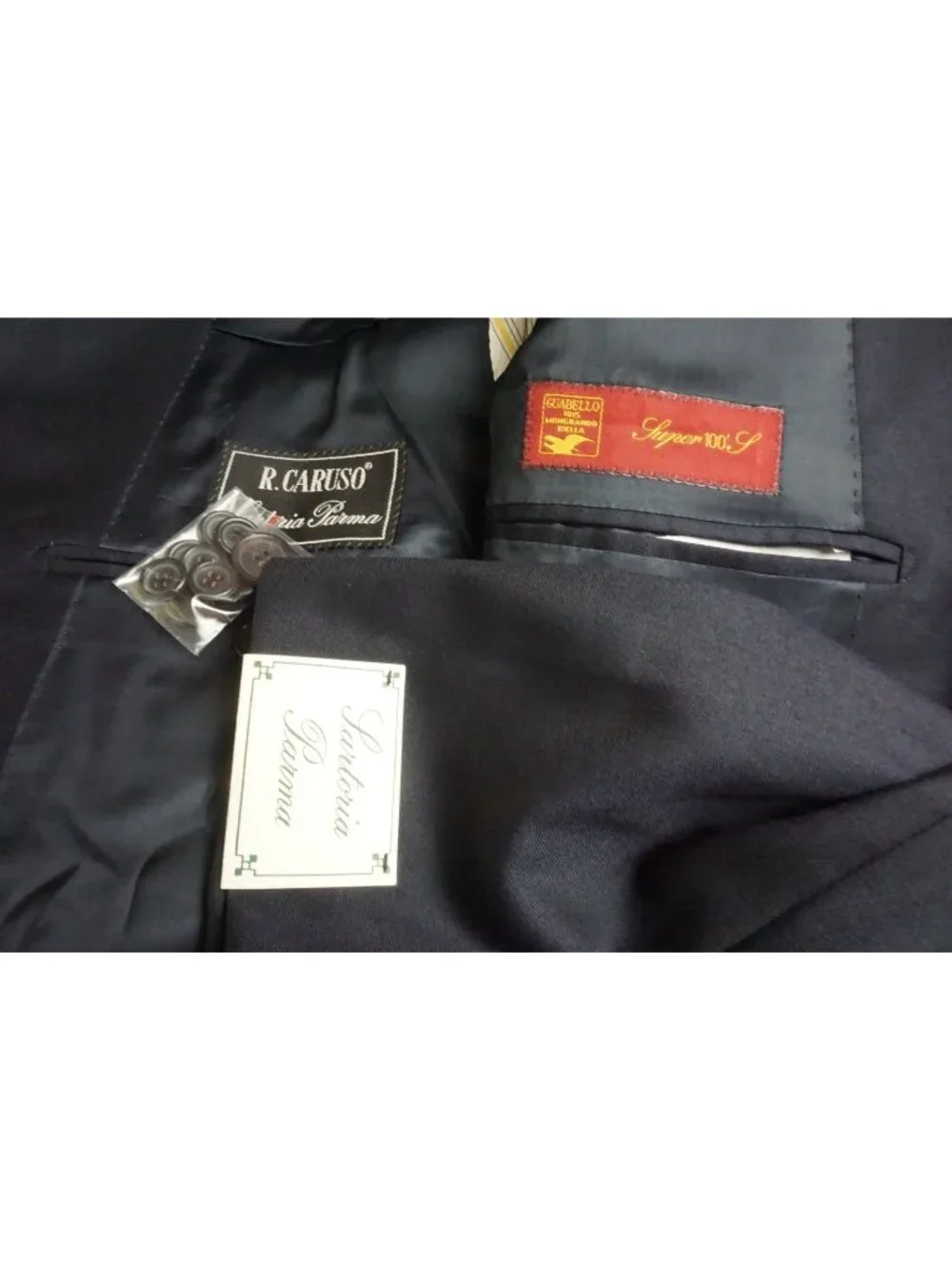 Raffaele Caruso S100s Wool Navy Blue 2Pc Suit Jacket Pant 44R BRAND NEW
