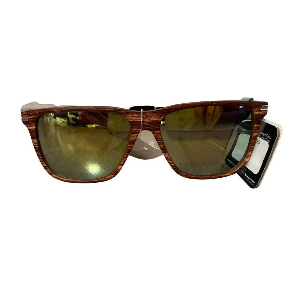 Caliblue foster grant Brown wood pattern frame sunglasses uV protection Unisex