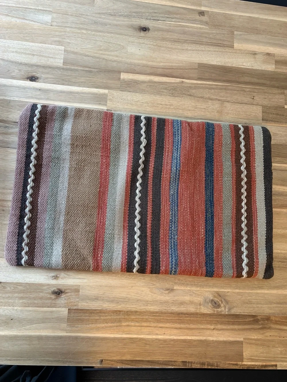 Pottery Barn Wool Blend Striped Accent Pillow Cover Lumbar Zip 16 x 26