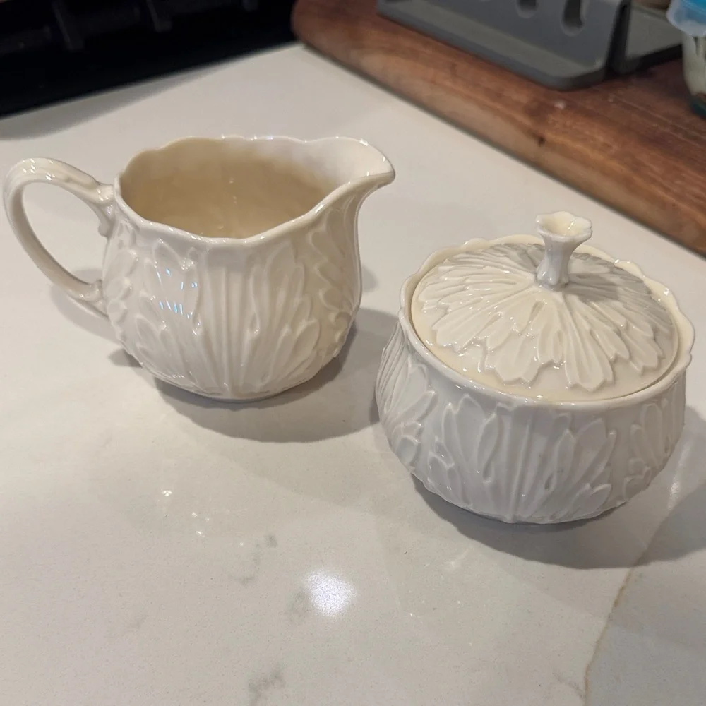 Lenox Cream Porcelain Sugar Bowl and Creamer Set
