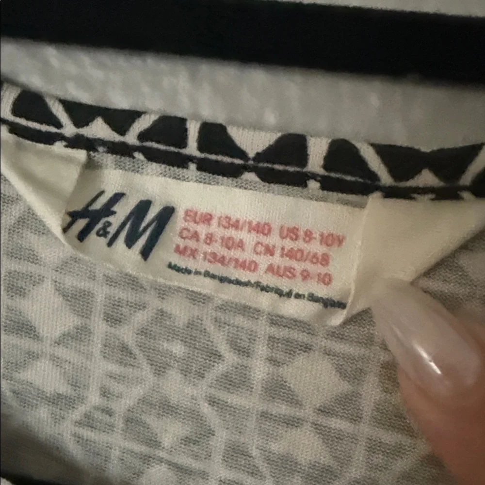 H&M Black and Off White Patterned Sleeveless Girls' Dress